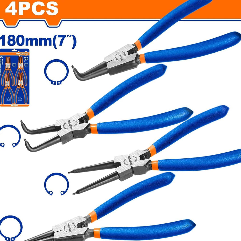 [SKUIMG]WPS2604|ALICATES 180MM(7") CON ANILLO DE RETENCIÓN 1.8MM. INCLUYE: (2) ALICATES 180º Y (2) ALICATES 90º