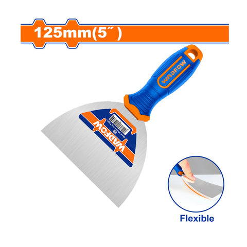 [SKUIMG]WPT2305|WPT2305.jpg|ESPATULA DE 5" TRATAMIENTO TERMICO. CON MANGO DE PLASTICO. ACERO FLEXIBLE
