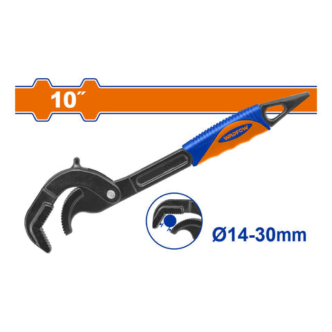 [SKUIMG]WPW7110|WPW7110.jpg|LLAVE INGLESA PICO DE LORO 10" SUJECION 14-30MM. CROMADO. UN SOLO EXTREMO ABIERTO.