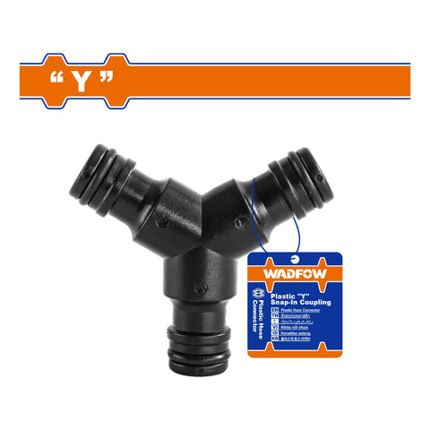 [SKUIMG]WQC7E34|CONECTOR DE MANGUERA DE AGUA ACOPLAMIENTO DE PLASTICO TIPO "Y" CON ENGANCHE RAPIDO.