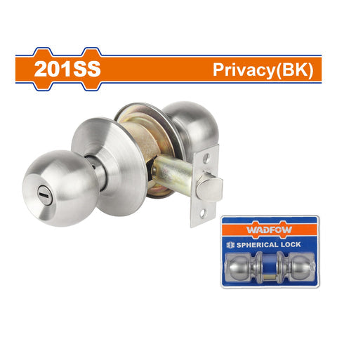 [SKUIMG]WQH1502|CERRADURA POMO DE BANO CON PESTILLO INTERNO 65MM INOXIDABLE SATINADO. POMO CILINDRICO.