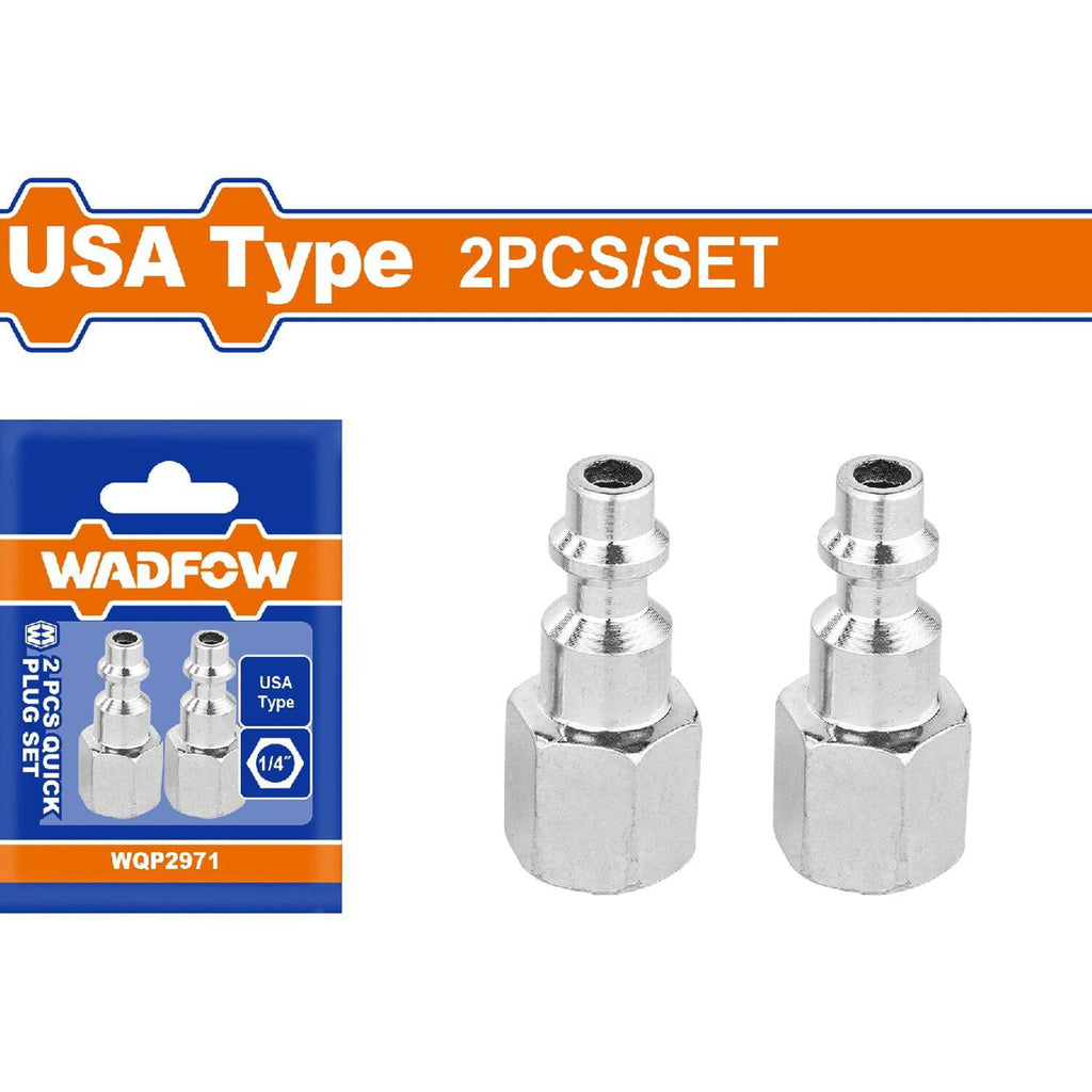 [SKUIMG]WQP2971|ACOPLES DE AIRE RÁPIDOS 1/4" TIPO AMERICANO. ENCHUFE TIPO HEMBRA. CROMADO. SET DE 2 PIEZAS. CONECTOR