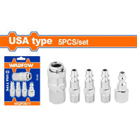 [SKUIMG]WQP3671|ACOPLES DE AIRE RÁPIDOS 1/4" TIPO AMERICANO. CONECTORES TIPO HEMBRA Y MACHO. CROMADO. SET DE 5 PIEZA