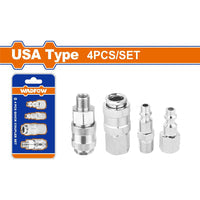 [SKUIMG]WQP4671|WQP4671.jpg|ACOPLADORES DE AIRE Y CONECTOR. TIPO AMERICANO. 4 PIEZAS. TAMAÑO: 1/4". ESTILO HEMBRA Y MACHO