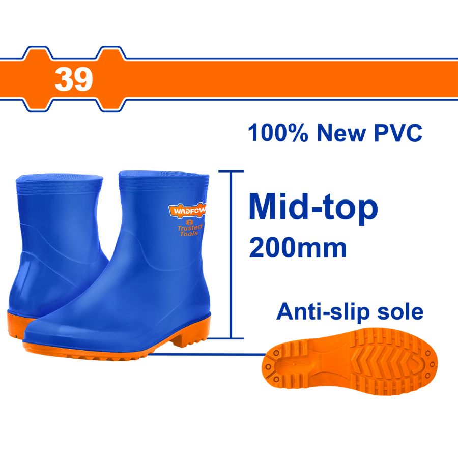 [SKUIMG]WRB3L39|BOTAS DE CAUCHO CORTE MEDIO 100% PVC. RESISTENTES A ACEITES, ACIDOS Y A LA ALCALINIDAD. PAR