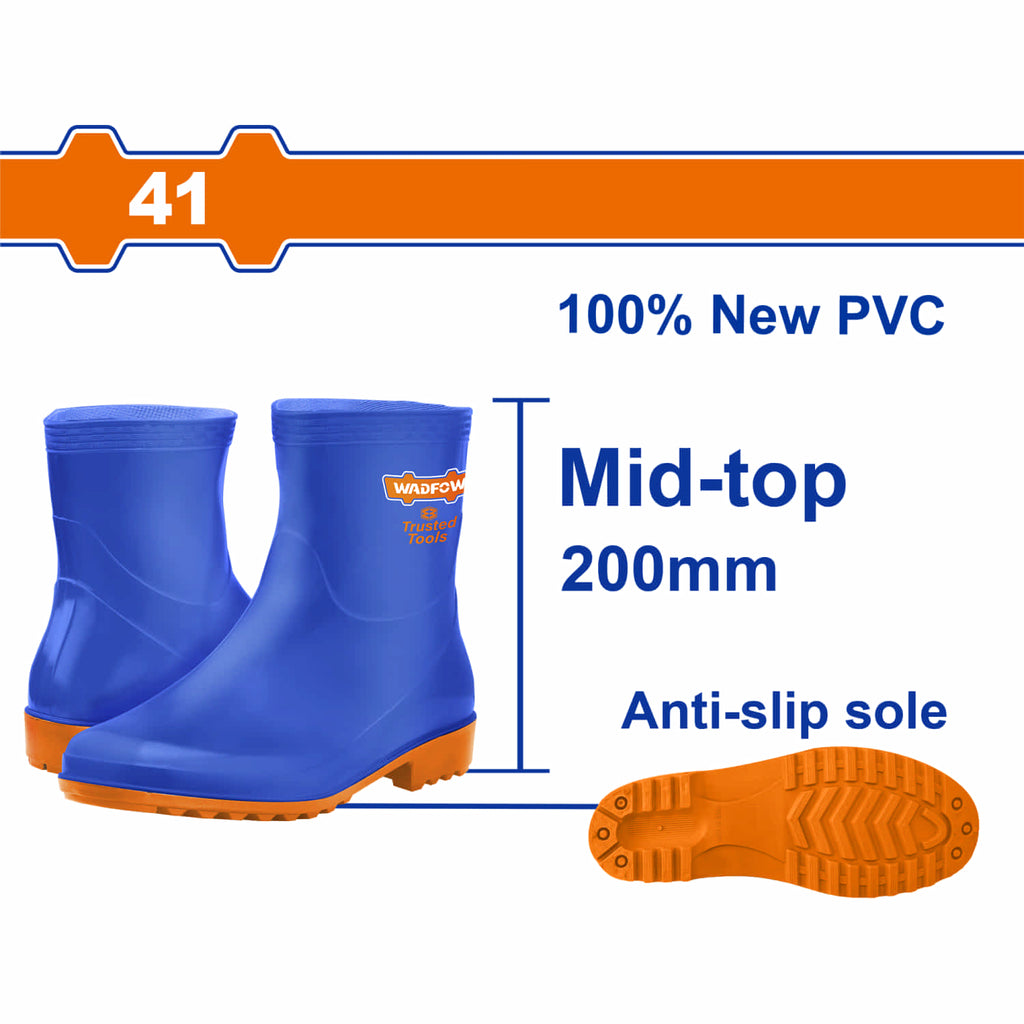 [SKUIMG]WRB3L41|WRB3L41.jpg|BOTAS DE CAUCHO CORTE MEDIO 100% PVC. RESISTENTES A ACEITES, ACIDOS Y A LA ALCALINIDAD. PAR