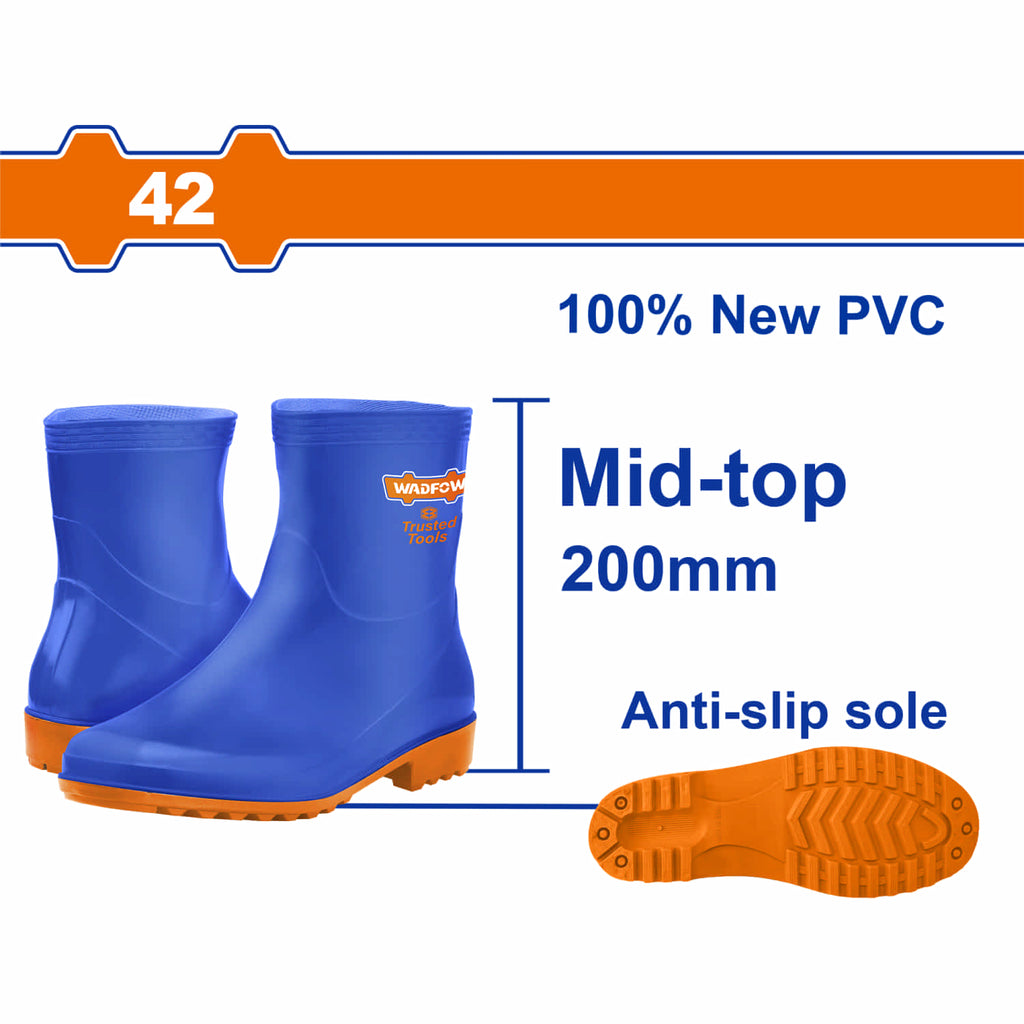 [SKUIMG]WRB3L42|WRB3L42.jpg|BOTAS DE CAUCHO CORTE MEDIO 100% PVC. RESISTENTES A ACEITES, ACIDOS Y A LA ALCALINIDAD. PAR