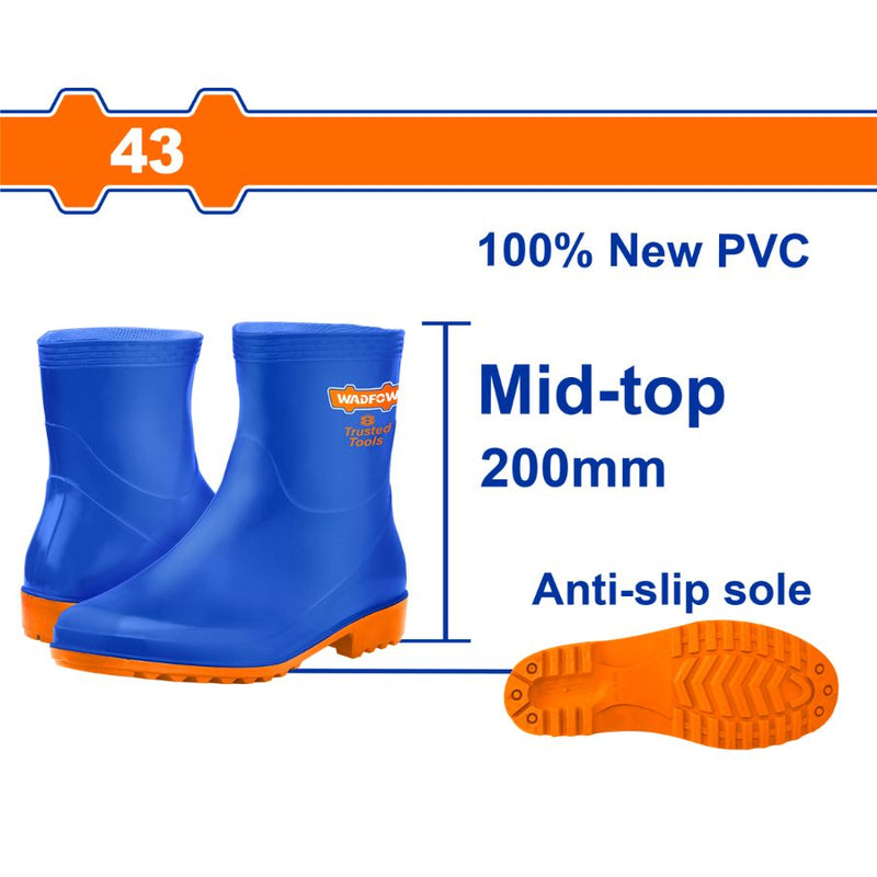 [SKUIMG]WRB3L43|WRB3L43.jpg|BOTAS DE CAUCHO CORTE MEDIO 100% PVC. RESISTENTES A ACEITES, ACIDOS Y A LA ALCALINIDAD. PAR