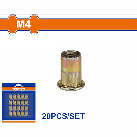 [SKUIMG]WRE1K14|TUERCAS REMACHABLES DE ACERO AL CARBONO CON ACABADO ZINCADO (SET DE 20 PIEZAS)