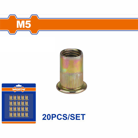 [SKUIMG]WRE1K15|TUERCAS REMACHABLES DE ACERO AL CARBONO CON ACABADO ZINCADO (SET DE 20 PIEZAS)