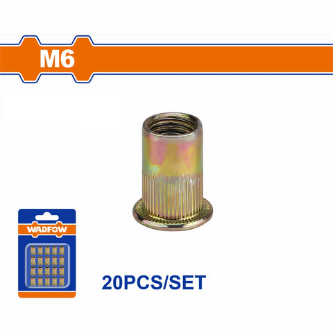 [SKUIMG]WRE1K16|TUERCAS REMACHABLES DE ACERO AL CARBONO CON ACABADO ZINCADO (SET DE 20 PIEZAS)