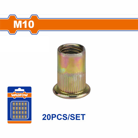 [SKUIMG]WRE1K1A|TUERCAS REMACHABLES DE ACERO AL CARBONO CON ACABADO ZINCADO (SET DE 20 PIEZAS)