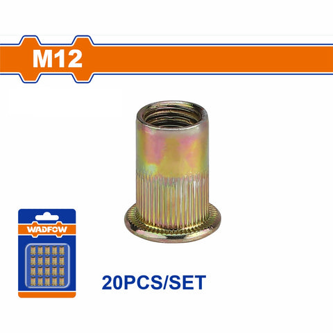 [SKUIMG]WRE1K1C|TUERCAS REMACHABLES DE ACERO AL CARBONO CON ACABADO ZINCADO (SET DE 20 PIEZAS)