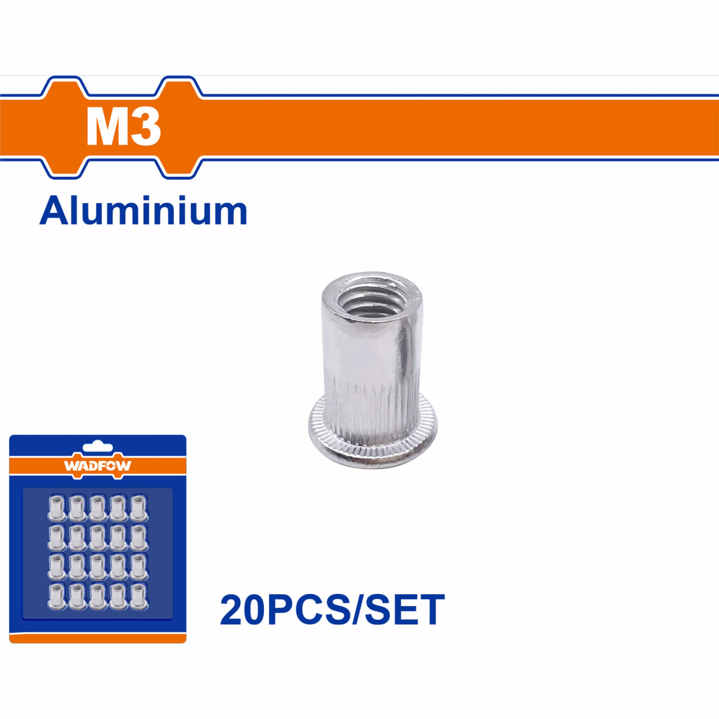 [SKUIMG]WRE2K31|TUERCAS REMACHABLES DE ALUMINIO ANODIZADO (SET DE 20 PIEZAS)