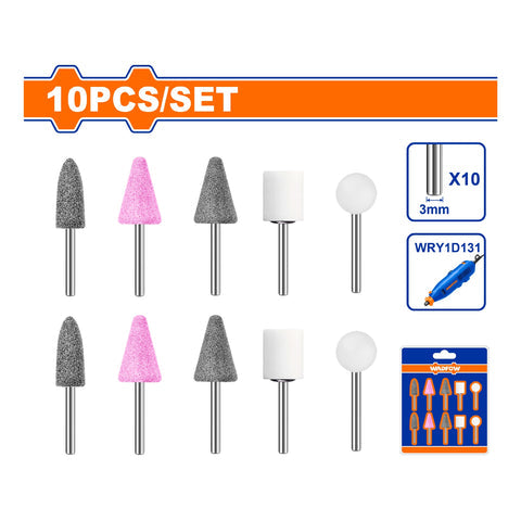 [SKUIMG]WRR1001|WRR1001.jpg|ACCESORIOS PARA MINI MOTOTOOLS (FRESAS DE RECTIFICADO) COMPATIBLE CON WRY1D131 SET DE 10 PIEZAS