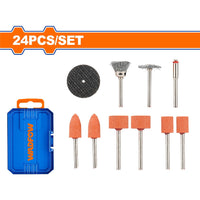 [SKUIMG]WRR4024|WRR4024.jpg|ACCESORIOS PARA MINI MOTOTOOL 24 PIEZAS (RUEDAS DE CORTE, PIEDRA DE PULIDO,CEPILLO Y MANDRIL)