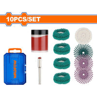 [SKUIMG]WRR5010|ACCESORIOS PARA MINI MOTOTOOL 10 PIEZAS (PULIDORES,CEPILLOS,PAÑO,MANDRIL)