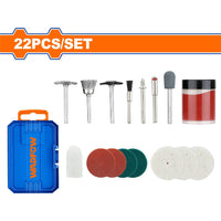 [SKUIMG]WRR6022|WRR6022.jpg|ACCESORIOS PARA MINI MOTOTOOL 22 PIEZAS (MANDRIL,CEPILLOS,RUEDAS,AFILAR,CREMA)