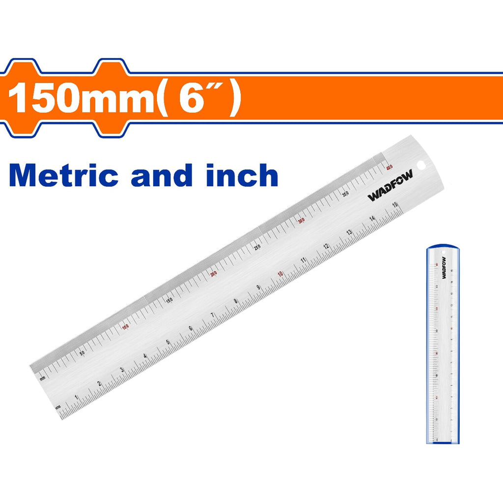 [SKUIMG]WRU1315|REGLA DE ACERO DE 6" MIDE METROS Y PULGADAS.