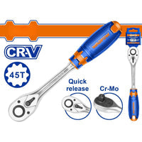 [SKUIMG]WRW1214|RATCHETS PARA SOCKETS. CR-V. 45 DIENTES. CR-MO. LIBERACIÓN RÁPIDA. MANGO SUAVE.