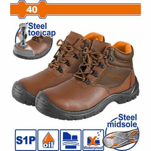 [SKUIMG]WSB6540|BOTAS DE SEGURIDAD DE CUERO CON PUNTA Y ENTRESUELA DE ACERO. CIERRE CON CORDONES. A PRUEBA DE AGUA.