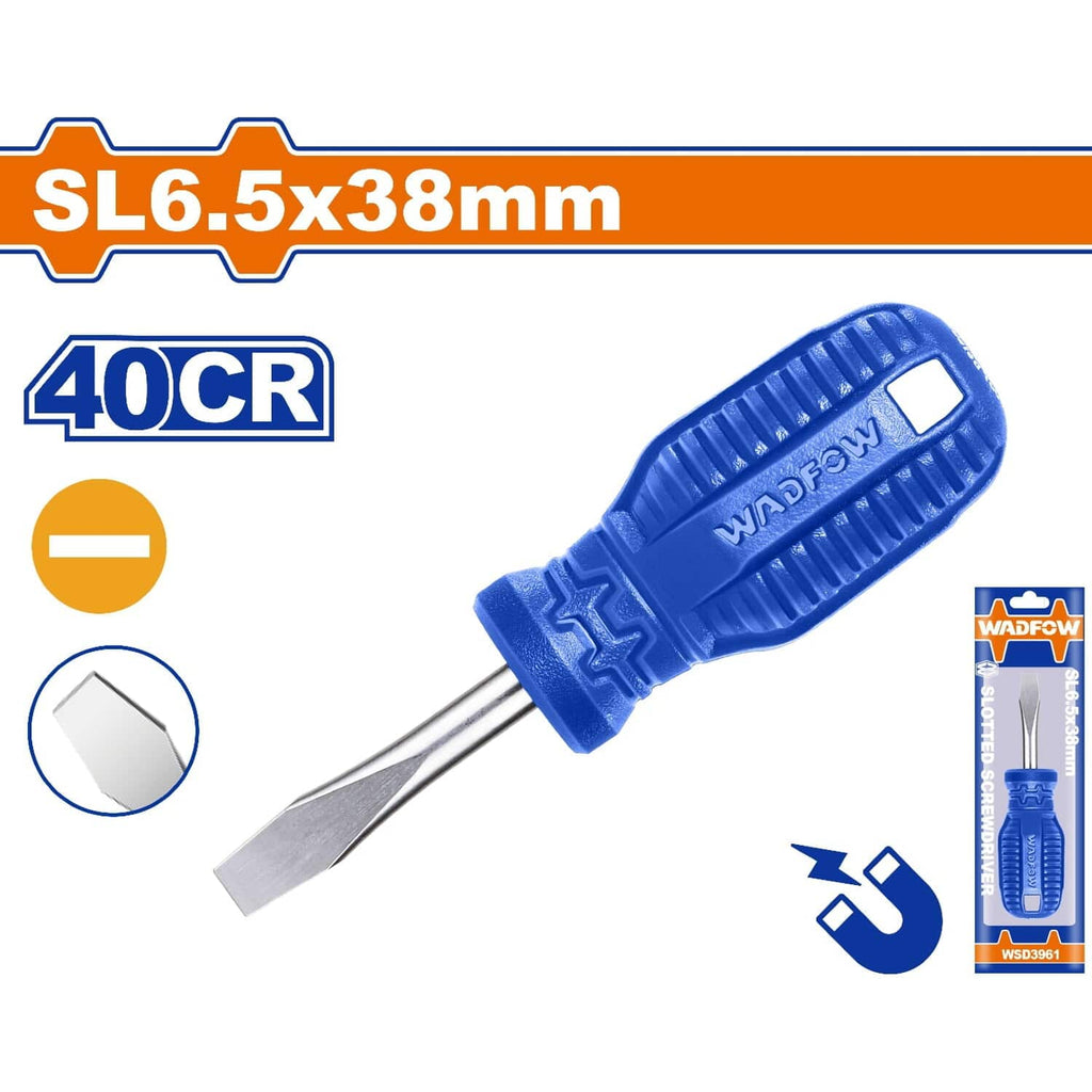 [SKUIMG]WSD3961|DESTORNILLADORES PLANOS 40CR. MANGO REDONDO. MAGNÉTICO.