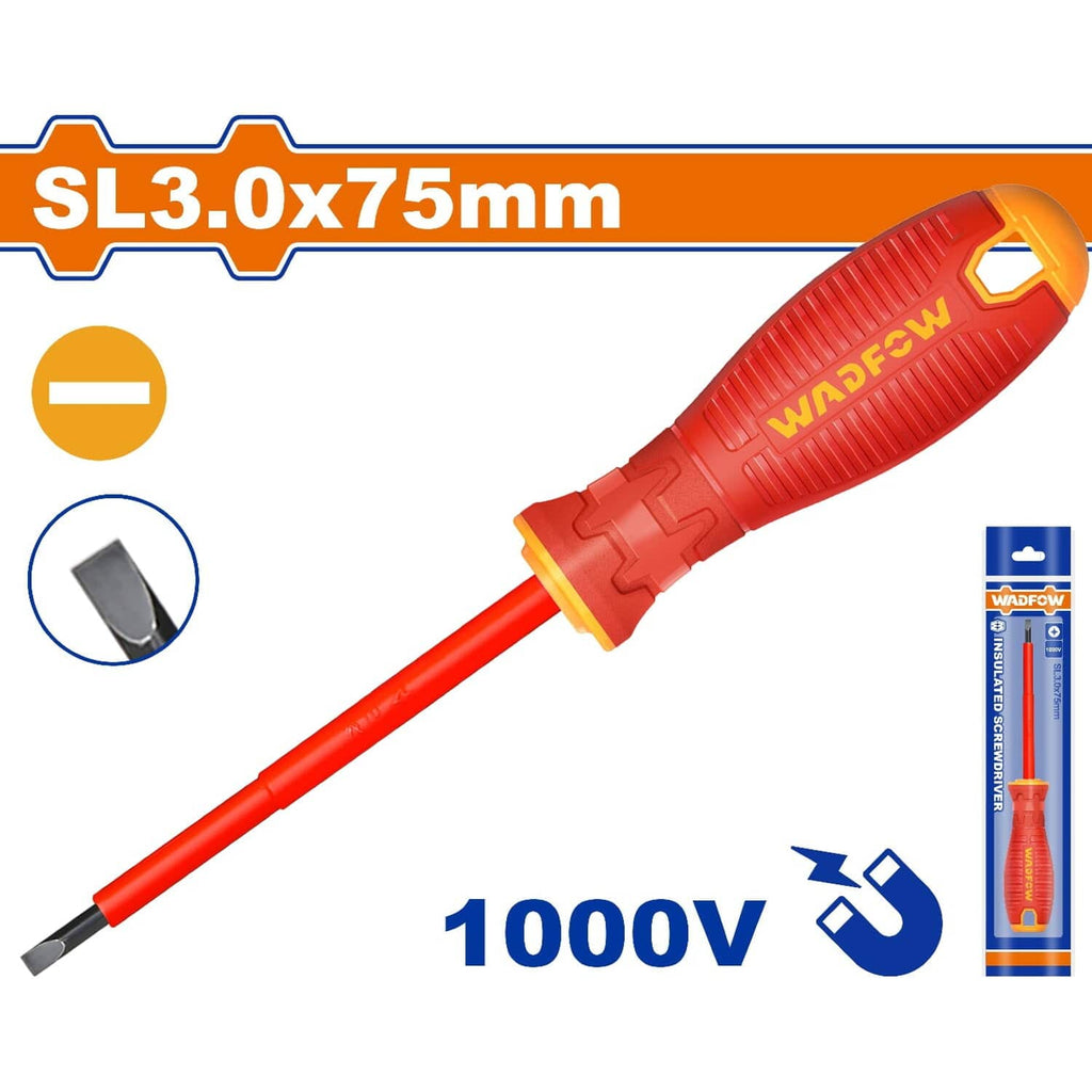 [SKUIMG]WSD7933|WSD7933.jpg|DESTORNILLADORES AISLADOS. PUNTA PLANA MAGNÉTICO. 1000V. CR-V. MANGO REDONDO.