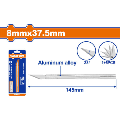 [SKUIMG]WSK1061|EXACTO DE PRECISIÓN 8MMX37.5MM. ALEACIÓN DE ALUMINIO. INCLUYE 5 CUCHILLAS SK5. LONG.145MM.