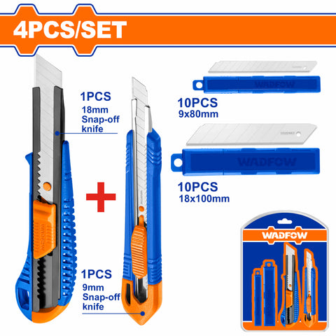 [SKUIMG]WSK2204|WSK2204.jpg|EXACTOS DE PLASTICO 18X100MM Y 9X80MM CON PULSADOR PLANO. ABS. CUCHILLAS. SET 4 PZAS.