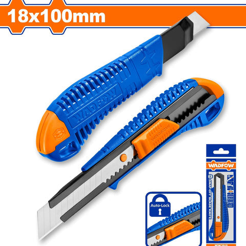 [SKUIMG]WSK3918|WSK3918.jpg|EXACTO PLÁSTICO. 18X100MM. BLOQUEO AUTOMÁTICO. CON PULSADOR PLANO