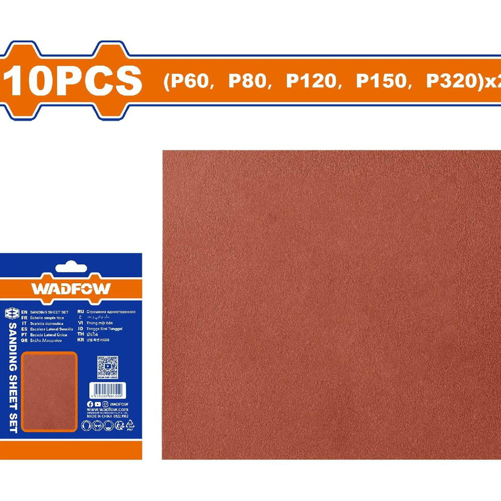 [SKUIMG]WSM1511|PAPELES DE LIJA GRANOS P60 P80 P120 P150 P320 ADECUADO PARA LIJAR MADERA. SET 10 PZAS. 230X280MM.