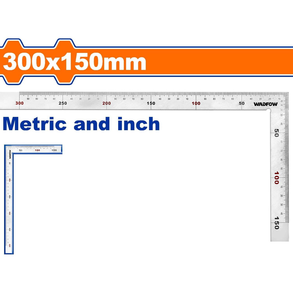 [SKUIMG]WSR4330|ESCUADRA ANGULAR DE ACERO INOXIDABLE DE 300X150MM(12"X6"). MIDE METROS Y PULGADAS.