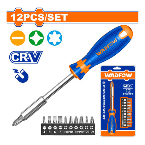 [SKUIMG]WSS1612|WSS1612.jpg|PUNTAS PARA DESTORNILLADOR DE 1/4" CR-V SL PH PZ MAGNETICO. SET 12 PIEZAS.