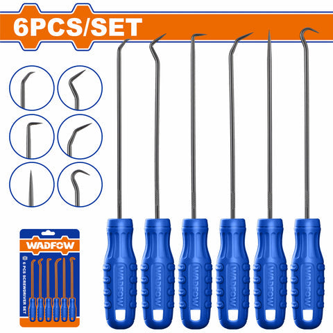 [SKUIMG]WSS2606|WSS2606.jpg|PICOS Y GANCHOS CON MANGO ERGONOMICO. ACERO AL CARBONO. GARFIOS. SET 6 PZAS.