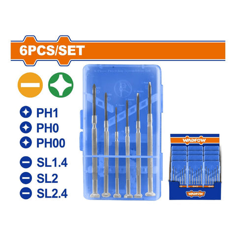 [SKUIMG]WSS2B26|DESTORNILLADORES DE PRECISION PH1, PH0, PH00, SL1.4 SL2 SL2.4 6 PIEZAS. SET. IDEAL REPARAR PIEZAS.
