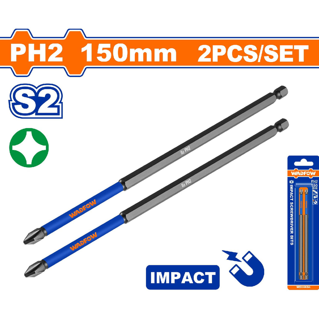 [SKUIMG]WSV4K64|PUNTAS DE DESTORNILLADOR DE IMPACTO PH2. S2. SET 2 PZS. SUPERFICIE MAGNÉTICA. TIPO PHILLIPS.