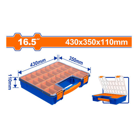ORGANIZADOR DE PLASTICO DE 16.5" 430X350X110MM. CON ASA INCORPORADA. COMPARTIMIENTO EXTRAIBLES.
