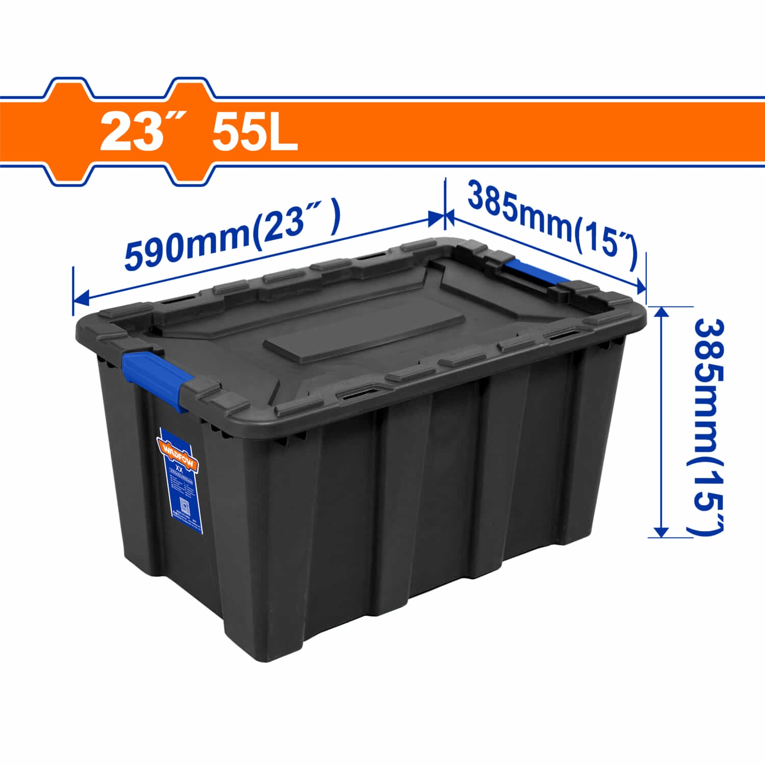 [CARBONE]WTB3355|CAJA PLASTICA CONTENEDOR DE ALMACENAMIENTO PL�STICO 55L. 590X385X385MM. HEBILLA DE PL�STICO. PESO: 3