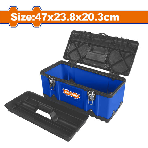 [SKUIMG]WTB6A19|WTB6A19.jpg|CAJA DE HERRAMIENTAS DE PLASTICO Y ACERO 18.5" TAMANO: 47X23.8X20.3CM CARGA MAXIMA: 15KG INCLUYE BAN
