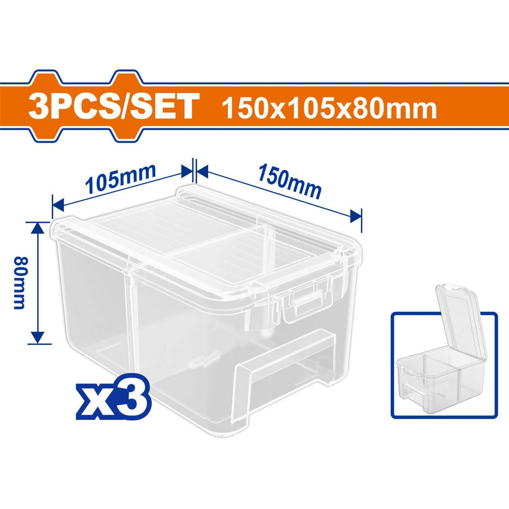 [SKUIMG]WTB8333|CAJAS ORGANIZADORAS DE PLASTICO CON COMPARTIMIENTOS. 150X105X80MM. INCLUYE 3 DIVISIONES.