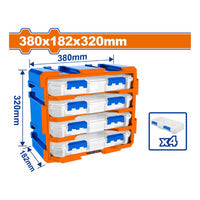 [SKUIMG]WTB8344|ORGANIZADOR CAJAS PLASTICAS MODULARES TIPO TORRE. 380X182X320MM. SET DE 4 PIEZAS. SE UNE VERTICAL U