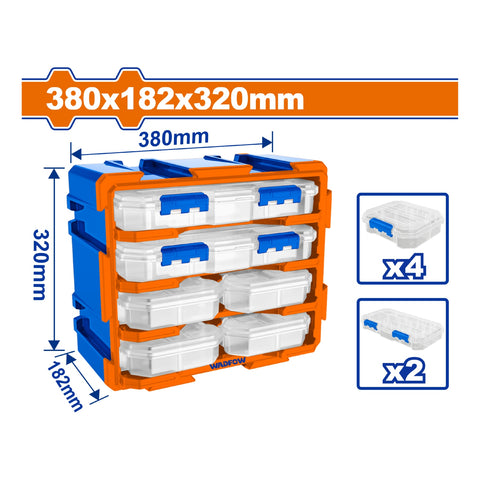 [SKUIMG]WTB8346|ORGANIZADOR MODULAR TIPO TORRE. 380X182X320MM. SET DE 6 PIEZAS. SE UNE VERTICAL U HORIZONTAL.