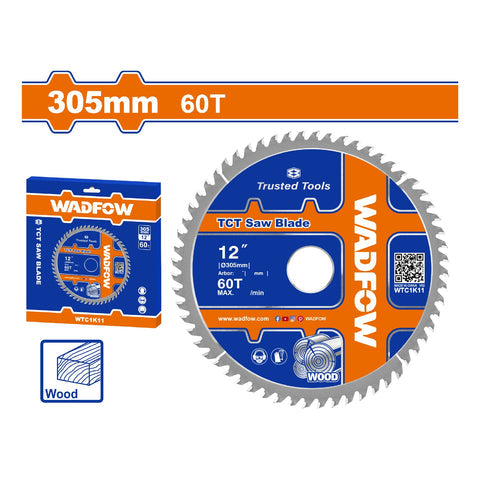 [SKUIMG]WTC1K11|DISCO DE CORTE SIERRA TCT 12" 60T ANILLO REDUCTOR 16MM CORTE DE MADERA. IDEAL SIERRA CIRCULAR.