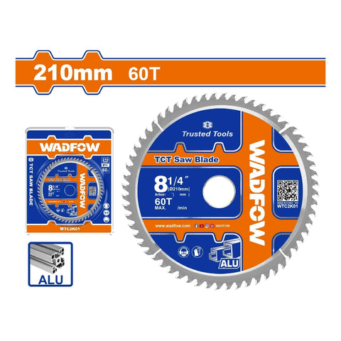 [SKUIMG]WTC2K01|DISCO DE CORTE SIERRA TCT 8-1/4" 60T ANILLO REDUCTOR 16MM CORTE DE MADERA. IDEAL SIERRA CIRCULAR.
