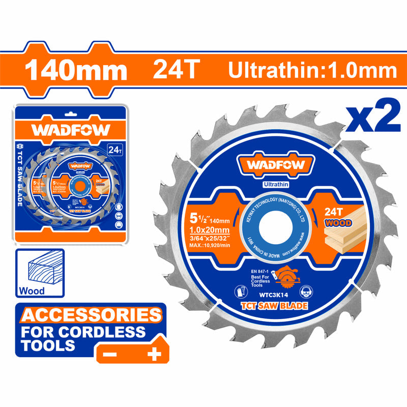 [SKUIMG]WTC3K14|DISCOS 5-1/2" SIERRA ULTRA FINA 1.0MM 140MM 24T IDEAL PARA CORTE EN MA