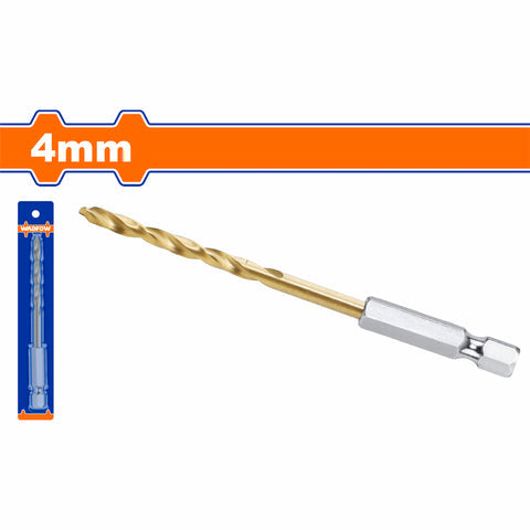 [SKUIMG]WTD6K04|BROCAS PARA METAL HSS. VASTAGO HEXAGONAL 1/4" CON ACABADO DE TITANIO. MILIMETRICAS
