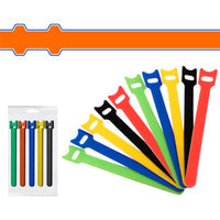 [SKUIMG]WTE615012|ZUNCHOS DE VELCRO REUTILIZABLES 6". NYLON. LONG.150MM. ANCH: 12MM. SET 10 PZAS. DIVERSOS COLORES.