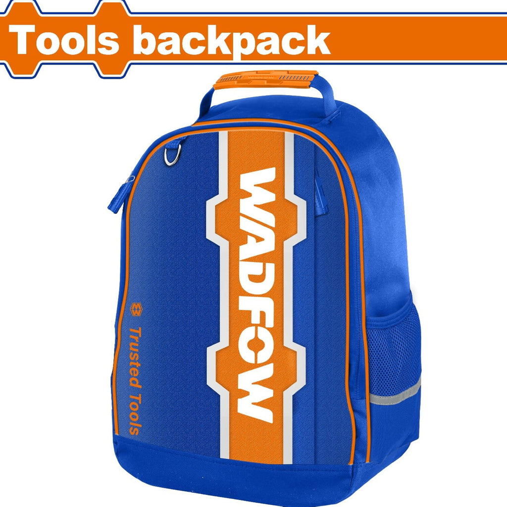 [SKUIMG]WTG4100|WTG4100.jpg|MOCHILA BOLSO DE ESPALDA PARA HERRAMIENTAS. 34X17X45CM. CARGA MÁX: 8KG. BOLSILLOS EXTERNOS.