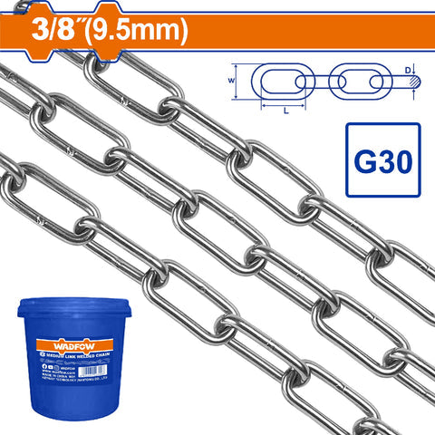[SKUIMG]WTLT1B09|WTLT1B09.jpg|CADENA SOLDADA GRADO 30 3/8" LONGITUD:13M
