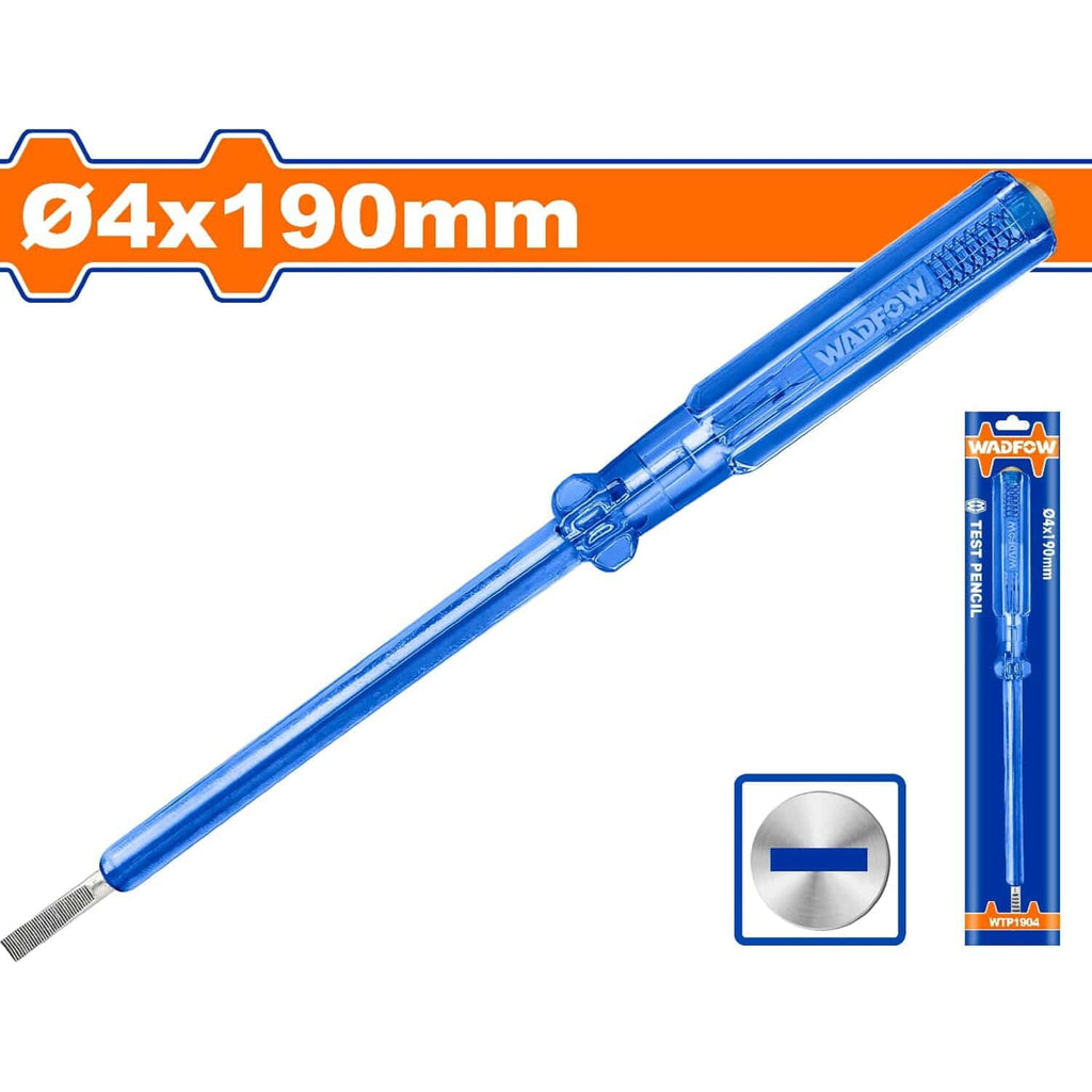 [SKUIMG]WTP1904|WTP1904.jpg|LÁPIZ MEDIDOR PROBADOR DE VOLTAJE. TAMAÑO DE RANURA: 4 X 190MM. AC 100-250V